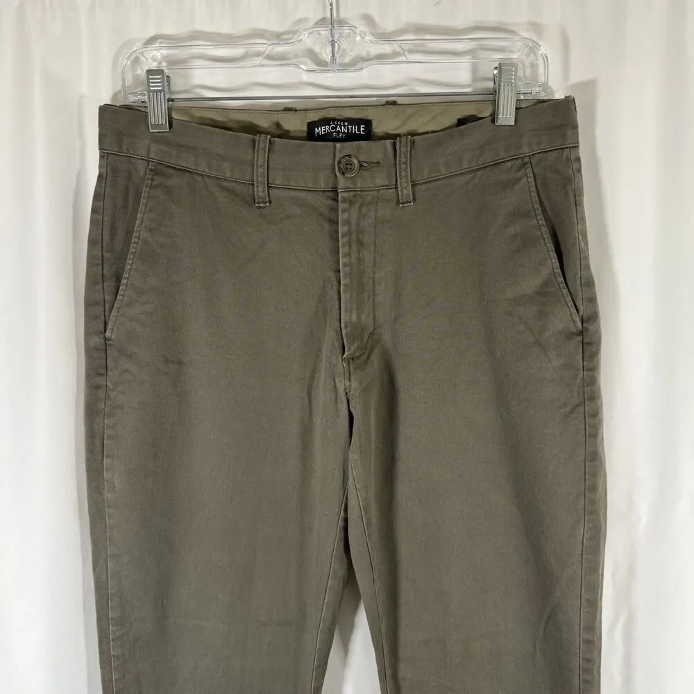 J. Crew Mercantile Pants Men's 31x30 Green Straight Flat Front Flex Cotton Blend